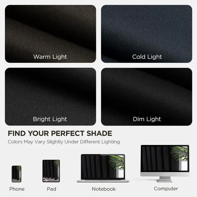 Alt view image 5 of 7 - Blackout Curtains for Bedroom,Black Out Curtains 84 Inch Long, Black Drapes with Grommets, Noise Reducing Energy Saving Thermal Insulated & Wrinkle-Free Drapes for Living Room, 2 Panels