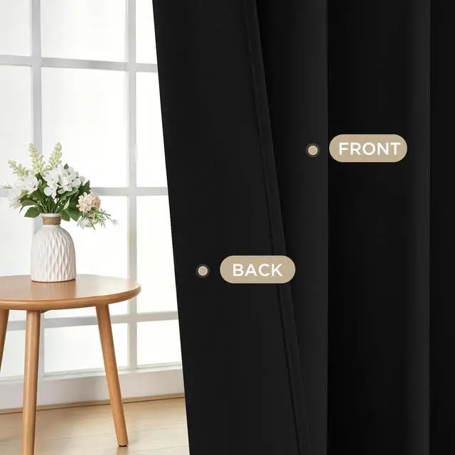 Alt view image 7 of 7 - Blackout Curtains for Bedroom,Black Out Curtains 84 Inch Long, Black Drapes with Grommets, Noise Reducing Energy Saving Thermal Insulated & Wrinkle-Free Drapes for Living Room, 2 Panels