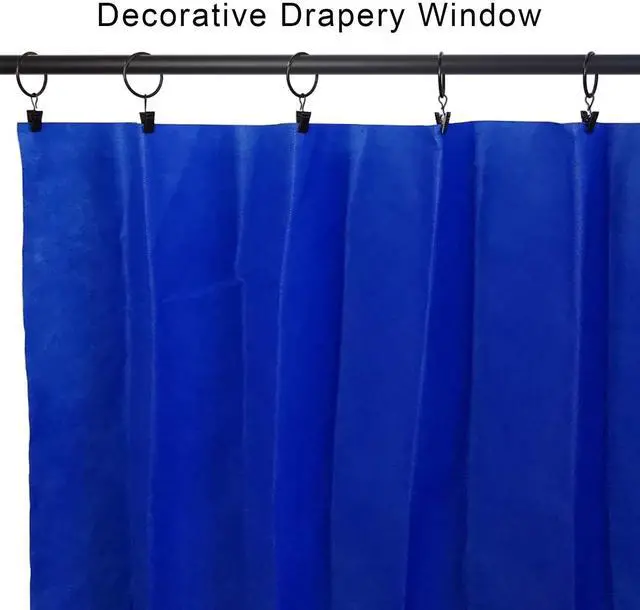 Alt view image 4 of 7 - 40 Pack Curtain Rings with Clips, Drapery Clips with Rings, Drapes Rings 1.26 in Interior Diameter, Fits up to 1 in Curtain Rod, Black