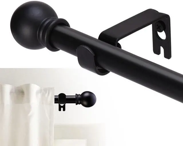 Main image of Curtain Rods for windows 32-48 inch, 5/8 inch Decorative Curtain Rod Set, Matte Black Splicing Heavy Duty Metal Curtain Rod with Brackets