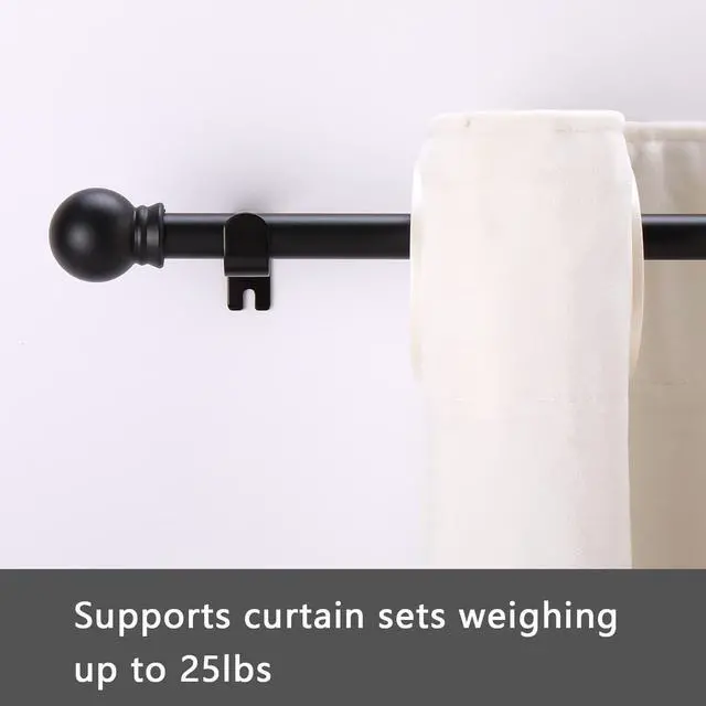 Alt view image 2 of 7 - Curtain Rods for windows 32-48 inch, 5/8 inch Decorative Curtain Rod Set, Matte Black Splicing Heavy Duty Metal Curtain Rod with Brackets