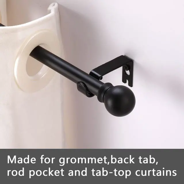 Alt view image 3 of 7 - Curtain Rods for windows 32-48 inch, 5/8 inch Decorative Curtain Rod Set, Matte Black Splicing Heavy Duty Metal Curtain Rod with Brackets