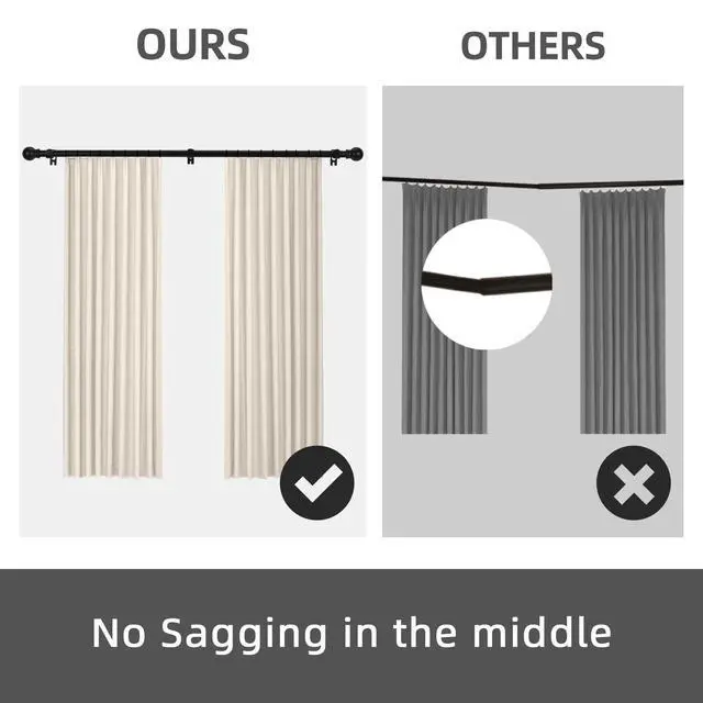 Alt view image 7 of 7 - Curtain Rods for windows 32-48 inch, 5/8 inch Decorative Curtain Rod Set, Matte Black Splicing Heavy Duty Metal Curtain Rod with Brackets