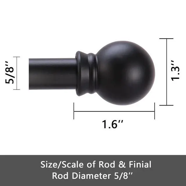 Alt view image 5 of 7 - Curtain Rods for windows 32-48 inch, 5/8 inch Decorative Curtain Rod Set, Matte Black Splicing Heavy Duty Metal Curtain Rod with Brackets