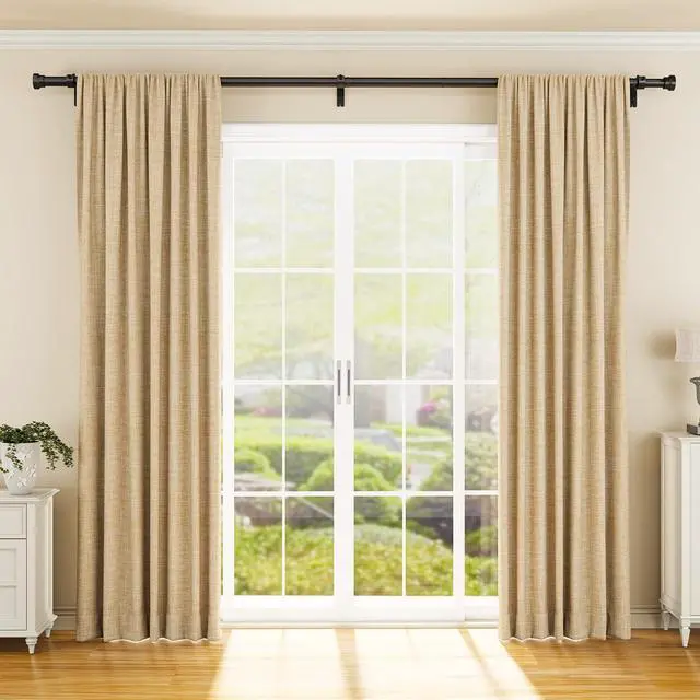 Alt view image 2 of 7 - Curtain Rods 32-144 Inch, Heavy Duty 1 Inch Adjustable Curtain Rod for Windows, Black Extra Long Window Treatment Rods, Modern Design, Easy Installation