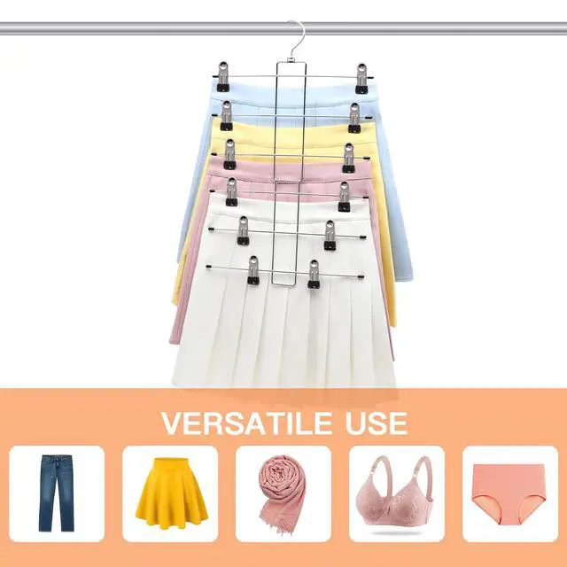 Alt view image 7 of 7 - 3 Pack Pants-Hangers-Space-Saving, 6 Tier-Closet-Organizers-and-Storage | Skirt Hangers with Clips, Closet-Organizer-Clothes-Organization Jeans Scarf Hangers,College-Dorm-Room-Essentials Decor