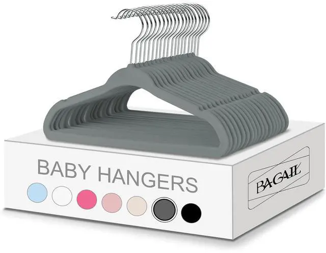 Main image of 50 Pack Kids Velvet Hangers 11 Inches Children's Clothes Hangers Non-Slip Baby Hangers for Infant/Toddler (Grey)