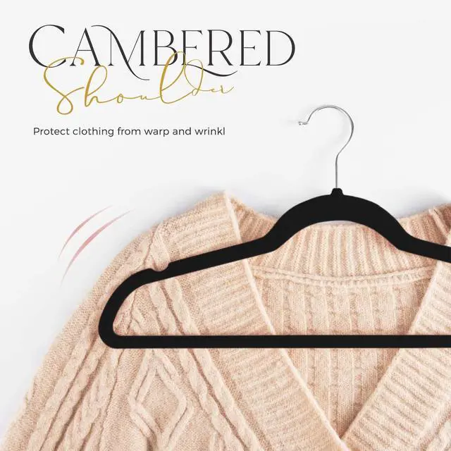 Alt view image 5 of 7 - Black Velvet Hangers 40 Pack, Non Slip Clothes Felt Hanger | Heavy Duty for Coat, Premium Slim Space Saving Suit Hangers for Closet Organizer, 360° Rotating Silver Hook