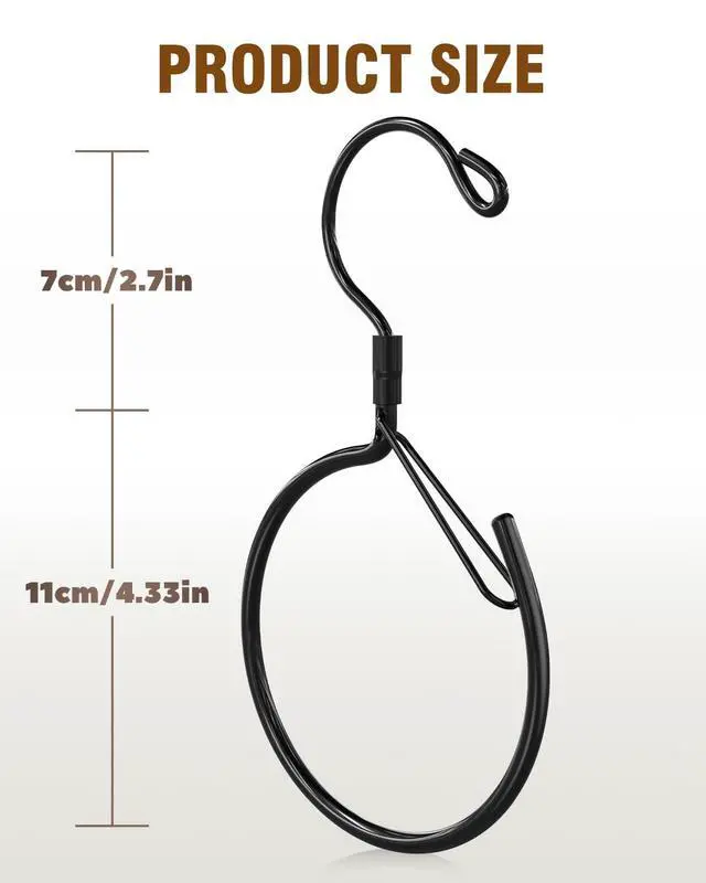 Alt view image 6 of 7 - 2 Pack Belt Hanger, 360° Swivel Belt Organizer for Closet, Black | S Hook Design, Tangled Belt Relief, Drawer Clutter Control, No Drill Setup, Easy Access, Rust-Resistant, Bedroom/Dorm/RV Use