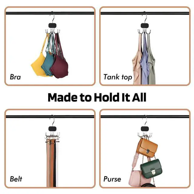 Alt view image 7 of 7 - 3 Pack Tank Top Hangers, Premium Bra Hanger for Closet Organizer | 2026 Upgraded Design, 360° Rotating & Foldable, Space Saving Wooden Hanger for Tank Tops, Bras, Belts and More (Black)