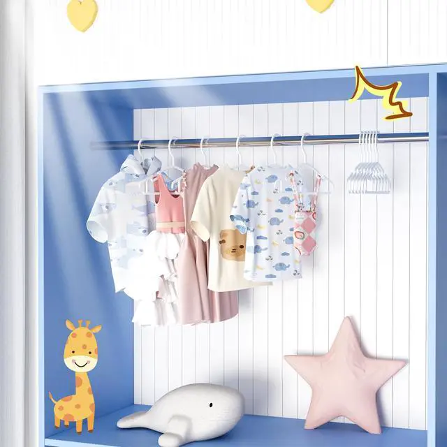 Alt view image 2 of 7 - Baby Hangers 100 Pack Non-Slip Kids Plastic Hangers for Closet, Space Saving Toddler Hanger for Infant Clothing, Childrens Hanger for Child, White