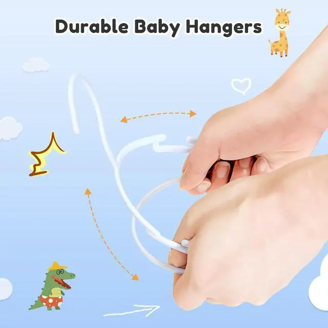 Alt view image 4 of 7 - Baby Hangers 100 Pack Non-Slip Kids Plastic Hangers for Closet, Space Saving Toddler Hanger for Infant Clothing, Childrens Hanger for Child, White