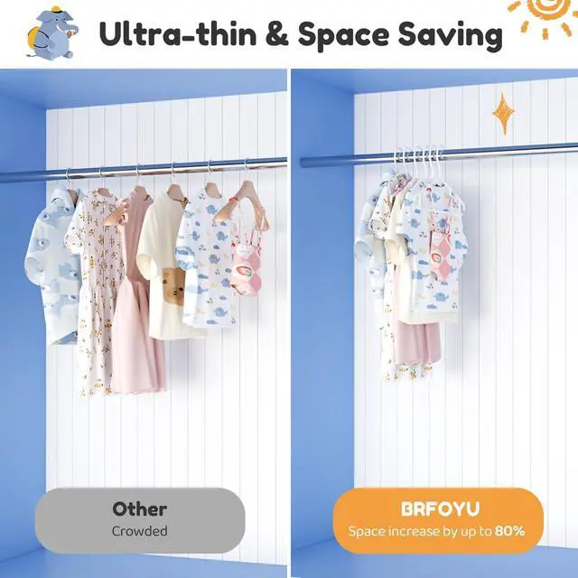 Alt view image 6 of 7 - Baby Hangers 100 Pack Non-Slip Kids Plastic Hangers for Closet, Space Saving Toddler Hanger for Infant Clothing, Childrens Hanger for Child, White