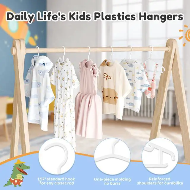 Alt view image 5 of 7 - Baby Hangers 100 Pack Non-Slip Kids Plastic Hangers for Closet, Space Saving Toddler Hanger for Infant Clothing, Childrens Hanger for Child, White