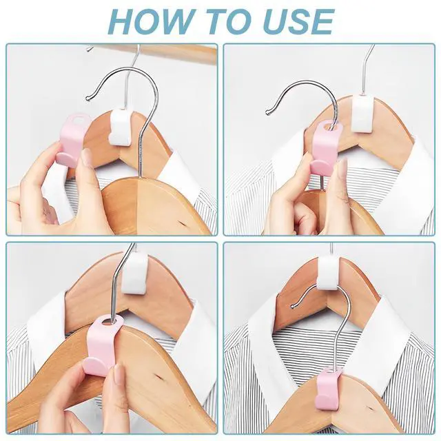 Alt view image 2 of 6 - 50 PCS Space Saving Hanger - Clothes Connector Hooks, Stacking Space Saver, Plastic Closet Organizers and Storage Extender for Heavy Duty Cascading Connection (White)