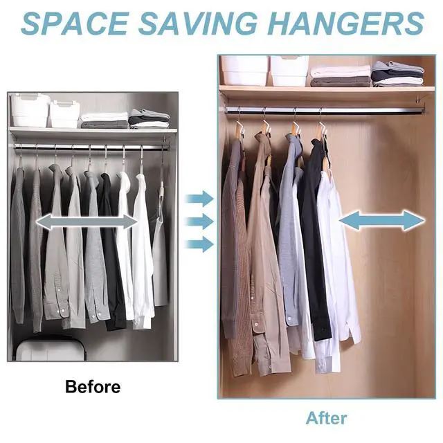 Alt view image 3 of 6 - 50 PCS Space Saving Hanger - Clothes Connector Hooks, Stacking Space Saver, Plastic Closet Organizers and Storage Extender for Heavy Duty Cascading Connection (White)