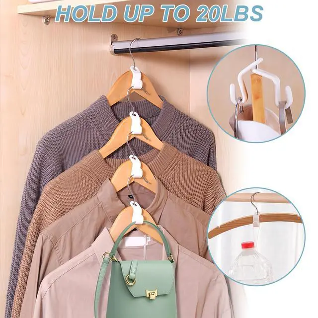 Alt view image 4 of 6 - 50 PCS Space Saving Hanger - Clothes Connector Hooks, Stacking Space Saver, Plastic Closet Organizers and Storage Extender for Heavy Duty Cascading Connection (White)