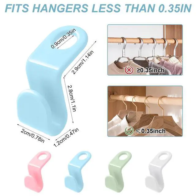 Alt view image 6 of 6 - 50 PCS Space Saving Hanger - Clothes Connector Hooks, Stacking Space Saver, Plastic Closet Organizers and Storage Extender for Heavy Duty Cascading Connection (White)