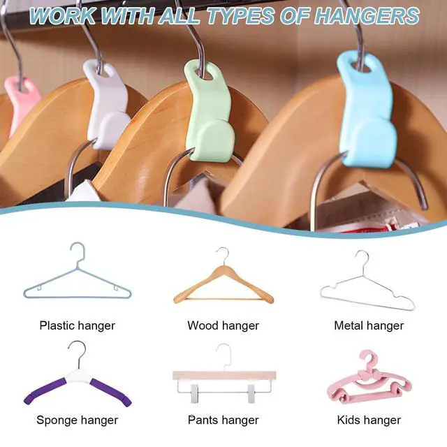 Alt view image 5 of 6 - 50 PCS Space Saving Hanger - Clothes Connector Hooks, Stacking Space Saver, Plastic Closet Organizers and Storage Extender for Heavy Duty Cascading Connection (White)