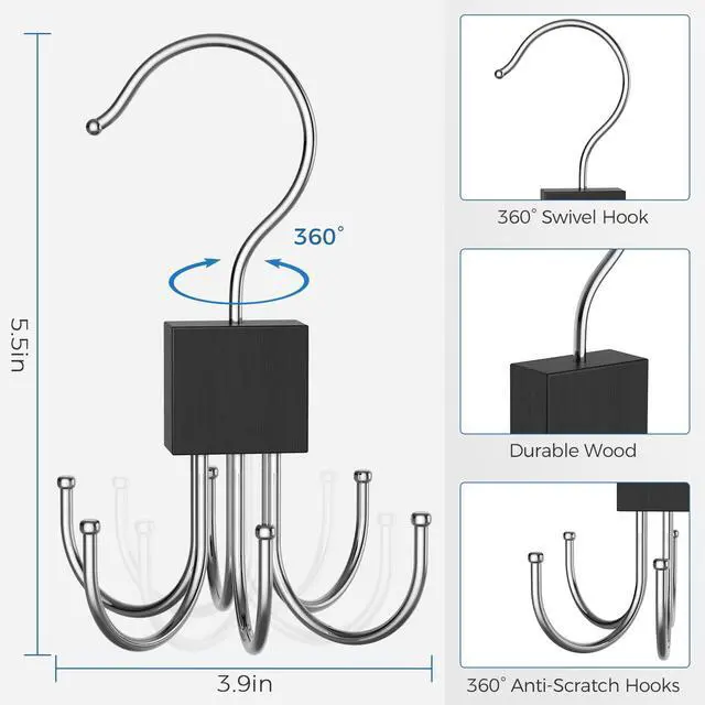 Alt view image 6 of 6 - Belt Hanger, 2PCS Belt Organizer for Closet 360° Rotatable | Max 48 Belt Storage Rack Space Saving Closet Organizers and Storage for Belt, Bra, Tank Top, Tie, Scarf, Purse