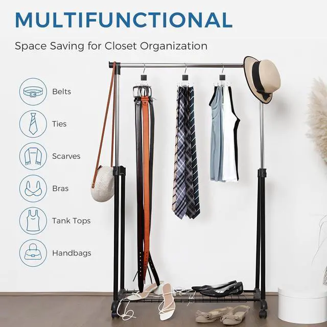 Alt view image 4 of 6 - Belt Hanger, 2PCS Belt Organizer for Closet 360° Rotatable | Max 48 Belt Storage Rack Space Saving Closet Organizers and Storage for Belt, Bra, Tank Top, Tie, Scarf, Purse