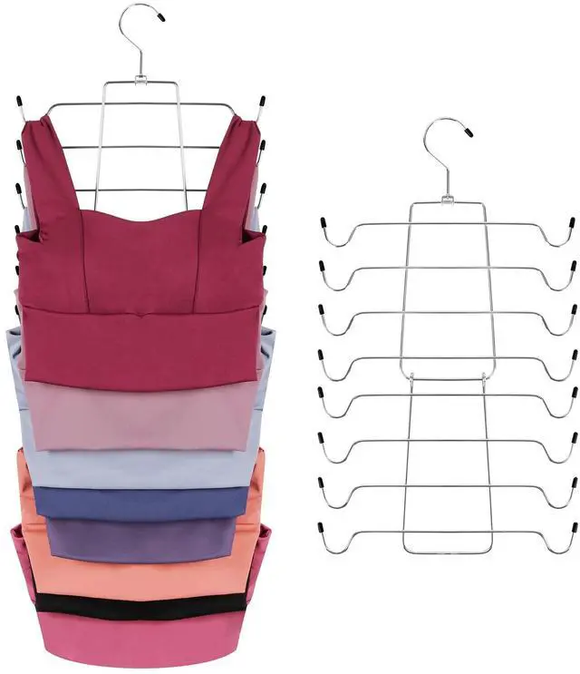 Main image of 2 Pack Tank Top Hanger, Bra Organizer for Closet, Space Saving | 32 Hooks Total, Sturdy Metal, 360° Rotating, Foldable Design, Hanging Closet Organizers and Storage for Apartments and Dorms