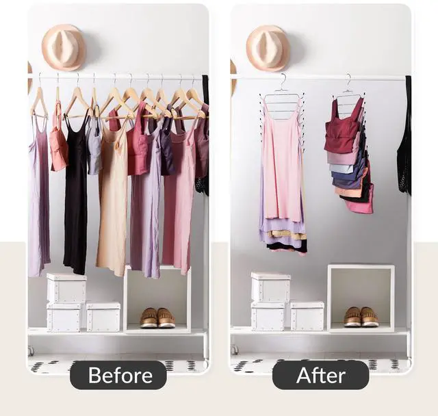 Alt view image 2 of 6 - 2 Pack Tank Top Hanger, Bra Organizer for Closet, Space Saving | 32 Hooks Total, Sturdy Metal, 360° Rotating, Foldable Design, Hanging Closet Organizers and Storage for Apartments and Dorms
