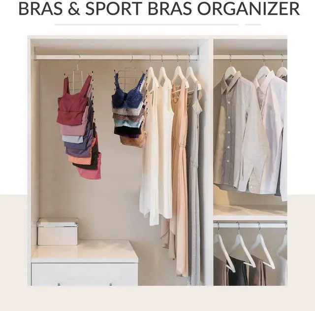 Alt view image 3 of 6 - 2 Pack Tank Top Hanger, Bra Organizer for Closet, Space Saving | 32 Hooks Total, Sturdy Metal, 360° Rotating, Foldable Design, Hanging Closet Organizers and Storage for Apartments and Dorms