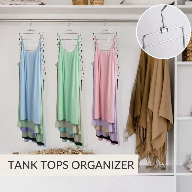 Alt view image 4 of 6 - 2 Pack Tank Top Hanger, Bra Organizer for Closet, Space Saving | 32 Hooks Total, Sturdy Metal, 360° Rotating, Foldable Design, Hanging Closet Organizers and Storage for Apartments and Dorms