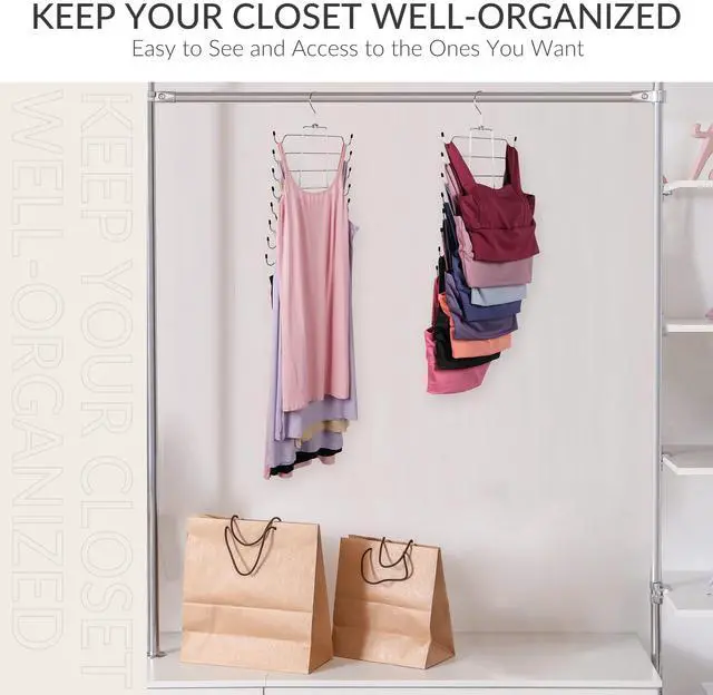Alt view image 5 of 6 - 2 Pack Tank Top Hanger, Bra Organizer for Closet, Space Saving | 32 Hooks Total, Sturdy Metal, 360° Rotating, Foldable Design, Hanging Closet Organizers and Storage for Apartments and Dorms