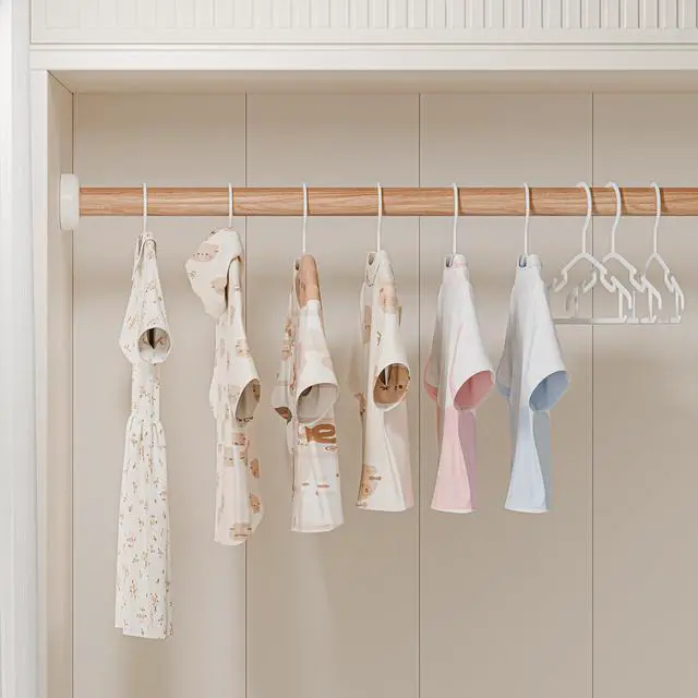 Alt view image 7 of 7 - Kids Plastic Hangers, Baby Clothes Hangers for Closet 50 Packs Non-Slip Toddler Hangers for Infant Child Clothing, Small Children, for Pants Coats Skirts (White)