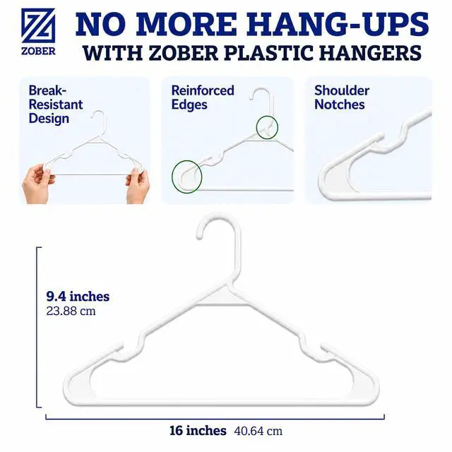 Alt view image 4 of 6 - Clothes Hangers - White, Plastic Hangers 50 Pack for Shirts, Dresses, and Pants - Durable, Flexible Plastic Clothing Hangers | Durable, flexible plastic clothes hangers,