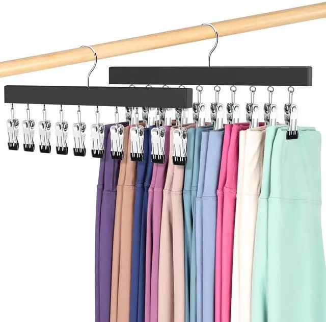 Main image of Legging Organizer for Closet, Pants Hangers with Clips | Holds 20 Leggings, Jeans, Hats, Shorts, Socks, 360° Rotating Space Saving Hanging Lightweight Garment Hanger Storage 2Pcs