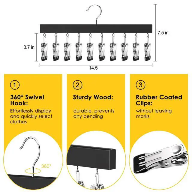 Alt view image 5 of 6 - Legging Organizer for Closet, Pants Hangers with Clips | Holds 20 Leggings, Jeans, Hats, Shorts, Socks, 360° Rotating Space Saving Hanging Lightweight Garment Hanger Storage 2Pcs