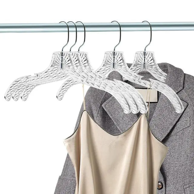 Alt view image 4 of 7 - Quality Clear Plastic Hangers 12 Pack - Durable Crystal Cut Heavy Duty Hangers for Clothes, Shirts, Suits, Coats, Dresses