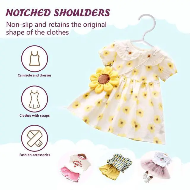 Alt view image 5 of 6 - Kids Hangers - 100 Pack, 11.5 Inch White Baby & Toddler Hangers for Closet - Ideal for Baby Standard Use