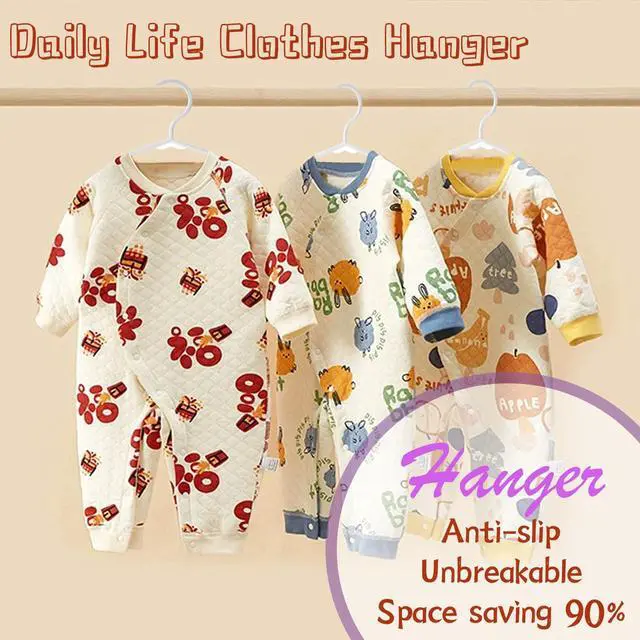 Alt view image 6 of 6 - Kids Hangers - 100 Pack, 11.5 Inch White Baby & Toddler Hangers for Closet - Ideal for Baby Standard Use