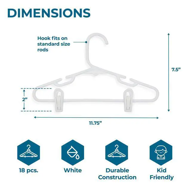 Alt view image 5 of 5 - Kids Clothes Hanger, Baby Clothes Hangers with Clips, Removable Clips are Designed to Keep Bottoms and Tops Perfectly Paired, Making it Easier to Organize and Store Outfits, 18 Pack