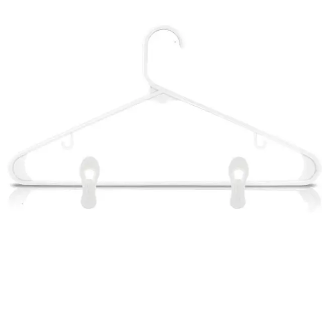 Alt view image 3 of 4 - 20PCS Multi-Purpose White Hanger Clips, Standard Plastic Clips | fits standard hangers, ideal for organizing clothes, skirts & pants ,clothes hanger clips