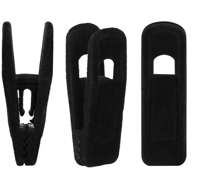 Main image of Velvet Hanger Clips, 24 Pack Black Pants Hangers Clips, Large Opening Clothes Pin, Strong Finger Flocked Clip Perfect for Use with Slim-line Clothes Velvet Hanger
