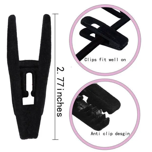 Alt view image 5 of 7 - Velvet Hanger Clips, 24 Pack Black Pants Hangers Clips, Large Opening Clothes Pin, Strong Finger Flocked Clip Perfect for Use with Slim-line Clothes Velvet Hanger