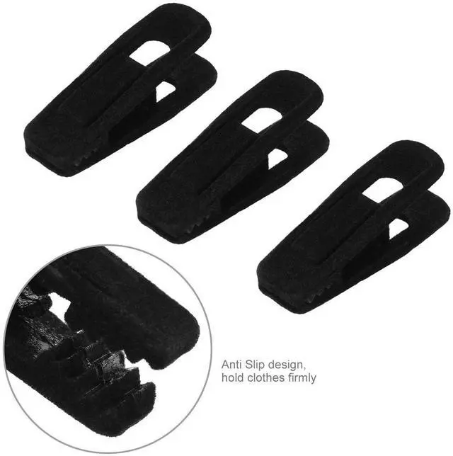 Alt view image 7 of 7 - Velvet Hanger Clips, 24 Pack Black Pants Hangers Clips, Large Opening Clothes Pin, Strong Finger Flocked Clip Perfect for Use with Slim-line Clothes Velvet Hanger