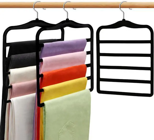 Main image of Closet Organizers and Storage, 3 Pack Velvet Pants-Hangers-Space-Saving | Non Silp 5 Tier Scarf Jeans Closet Organizer, Dorm Room Essentials for College Students Girls Boys Guys, Home Storage
