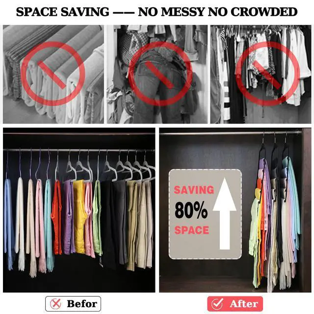 Alt view image 3 of 7 - Closet Organizers and Storage, 3 Pack Velvet Pants-Hangers-Space-Saving | Non Silp 5 Tier Scarf Jeans Closet Organizer, Dorm Room Essentials for College Students Girls Boys Guys, Home Storage
