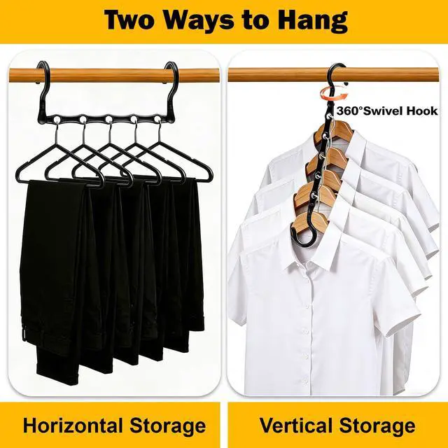 Alt view image 3 of 7 - Closet Organizers and Storage, 8 Pack Stronger Space Saving Hangers for 40 Clothes, College Dorm Room Essentials for Guys Girls, Clothes Hanger, 5 Holes, Closet Storage, Magic Home Organization
