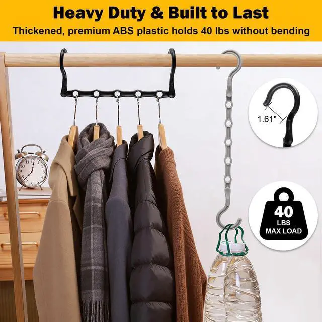 Alt view image 5 of 7 - Closet Organizers and Storage, 8 Pack Stronger Space Saving Hangers for 40 Clothes, College Dorm Room Essentials for Guys Girls, Clothes Hanger, 5 Holes, Closet Storage, Magic Home Organization