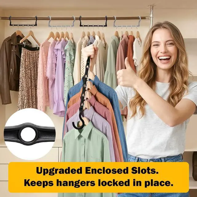 Alt view image 4 of 7 - Closet Organizers and Storage, 8 Pack Stronger Space Saving Hangers for 40 Clothes, College Dorm Room Essentials for Guys Girls, Clothes Hanger, 5 Holes, Closet Storage, Magic Home Organization