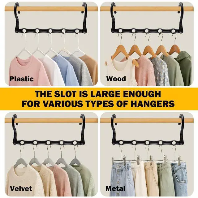Alt view image 6 of 7 - Closet Organizers and Storage, 8 Pack Stronger Space Saving Hangers for 40 Clothes, College Dorm Room Essentials for Guys Girls, Clothes Hanger, 5 Holes, Closet Storage, Magic Home Organization
