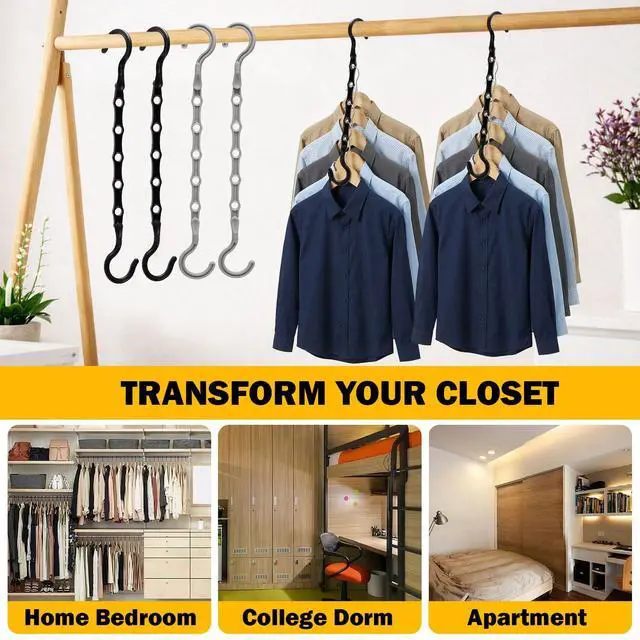 Alt view image 7 of 7 - Closet Organizers and Storage, 8 Pack Stronger Space Saving Hangers for 40 Clothes, College Dorm Room Essentials for Guys Girls, Clothes Hanger, 5 Holes, Closet Storage, Magic Home Organization