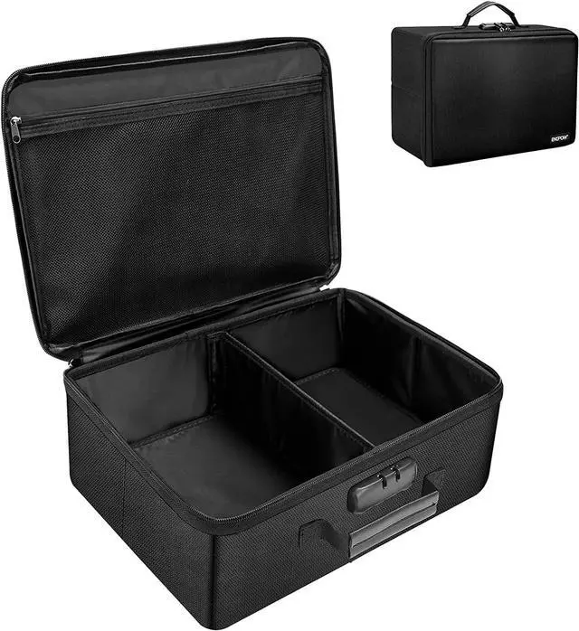 Main image of Fireproof Photo Storage Box with Lock,Photo Box Organizer with DividerMesh Bag,Collapsible Portable Photo Storage Containers with Handle for Photos, Picture,Scrapbook,Art,Craft(Box Only)